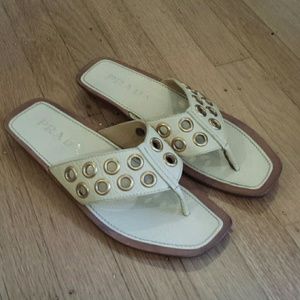 Prada Grommeted Flat Flip Flop Sandal